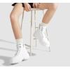 imageLUCKY STEP Womens Platform Ankle Boots Zipper Fashion Combat Thick Lug Sole Durable Chunky Wedge Booties ShoesWhite