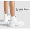 imageLUCKY STEP Womens Platform Ankle Boots Zipper Fashion Combat Thick Lug Sole Durable Chunky Wedge Booties ShoesWhite