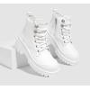 imageLUCKY STEP Womens Platform Ankle Boots Zipper Fashion Combat Thick Lug Sole Durable Chunky Wedge Booties ShoesWhite