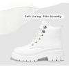 imageLUCKY STEP Womens Platform Ankle Boots Zipper Fashion Combat Thick Lug Sole Durable Chunky Wedge Booties ShoesWhite