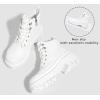 imageLUCKY STEP Womens Platform Ankle Boots Zipper Fashion Combat Thick Lug Sole Durable Chunky Wedge Booties ShoesWhite