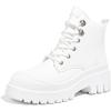 imageLUCKY STEP Womens Platform Ankle Boots Zipper Fashion Combat Thick Lug Sole Durable Chunky Wedge Booties ShoesWhite