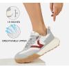 imageLUCKY STEP Womens Platform Tennis Walking Shoe Retro Chunky Casual Breathable Durable Deluxe Fashion Skate SneakerGreyRed