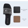 imageLUCKY STEP Womens Rhinestone Flat Sandals Square Open Toe Sparkly Glitter Fashion Braided Slide Sandals SummerBlack