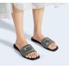 imageLUCKY STEP Womens Rhinestone Flat Sandals Square Open Toe Sparkly Glitter Fashion Braided Slide Sandals SummerBlack