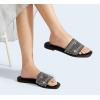 imageLUCKY STEP Womens Rhinestone Flat Sandals Square Open Toe Sparkly Glitter Fashion Braided Slide Sandals SummerBlack