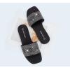 imageLUCKY STEP Womens Rhinestone Flat Sandals Square Open Toe Sparkly Glitter Fashion Braided Slide Sandals SummerBlack
