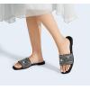 imageLUCKY STEP Womens Rhinestone Flat Sandals Square Open Toe Sparkly Glitter Fashion Braided Slide Sandals SummerBlack