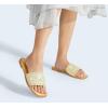 imageLUCKY STEP Womens Rhinestone Flat Sandals Square Open Toe Sparkly Glitter Fashion Braided Slide Sandals SummerGold