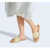 imageLUCKY STEP Womens Rhinestone Flat Sandals Square Open Toe Sparkly Glitter Fashion Braided Slide Sandals SummerGold
