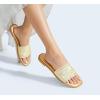 imageLUCKY STEP Womens Rhinestone Flat Sandals Square Open Toe Sparkly Glitter Fashion Braided Slide Sandals SummerGold