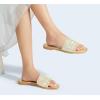 imageLUCKY STEP Womens Rhinestone Flat Sandals Square Open Toe Sparkly Glitter Fashion Braided Slide Sandals SummerGold
