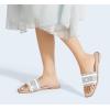 imageLUCKY STEP Womens Rhinestone Flat Sandals Square Open Toe Sparkly Glitter Fashion Braided Slide Sandals SummerSilver