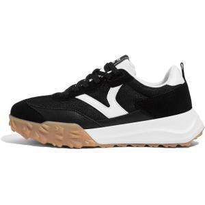 imageLUCKY STEP Womens Platform Tennis Walking Shoe Retro Chunky Casual Breathable Durable Deluxe Fashion Skate SneakerBlack