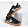 imageLUCKY STEP Womens Glitter Sneakers Fashion Retro Casual Sparkly Bling Shiny Dressy Bedazzled Bridal Wedding Anti Slip Walking ShoesBlackSilver