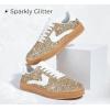 imageLUCKY STEP Womens Glitter Sneakers Fashion Retro Casual Sparkly Bling Shiny Dressy Bedazzled Bridal Wedding Anti Slip Walking ShoesGoldWhite