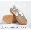 imageLUCKY STEP Womens Glitter Sneakers Fashion Retro Casual Sparkly Bling Shiny Dressy Bedazzled Bridal Wedding Anti Slip Walking ShoesGoldWhite