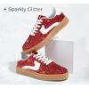 imageLUCKY STEP Womens Glitter Sneakers Fashion Retro Casual Sparkly Bling Shiny Dressy Bedazzled Bridal Wedding Anti Slip Walking ShoesRed