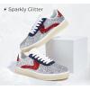 imageLUCKY STEP Womens Glitter Sneakers Fashion Retro Casual Sparkly Bling Shiny Dressy Bedazzled Bridal Wedding Anti Slip Walking ShoesSilverRed