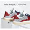 imageLUCKY STEP Womens Glitter Sneakers Fashion Retro Casual Sparkly Bling Shiny Dressy Bedazzled Bridal Wedding Anti Slip Walking ShoesSilverRed