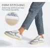 imageLUCKY STEP Womens Glitter Sneakers Fashion Retro Casual Sparkly Bling Shiny Dressy Bedazzled Bridal Wedding Anti Slip Walking ShoesWhiteSilver