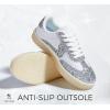 imageLUCKY STEP Womens Glitter Sneakers Fashion Retro Casual Sparkly Bling Shiny Dressy Bedazzled Bridal Wedding Anti Slip Walking ShoesWhiteSilver