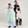 imageGS SNOWING Women and Men Ski Pants Snow Overalls Waterproof Snowboard Insulated Bibs for Couple850pink