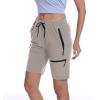 imageGS SNOWING Womens Hiking Shorts Quick Dry Lightweight Athletic Travel Running Zipper Pockets Cargo ShortsLightgrey