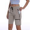 imageGS SNOWING Womens Hiking Shorts Quick Dry Lightweight Athletic Travel Running Zipper Pockets Cargo ShortsLightgrey