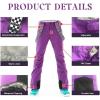 imageGS SNOWING Womens Insulated Snow Pants Waterproof Windproof Snowboard Ski Bibs with Detachable SuspendersPurple