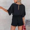 imageGS SNOWING Womens V Neck Shorts Rompers Summer Casual Short Sleeve Chiffon One Piece Jumpsuits with Pockets
