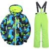 imageBoys Ski Jacket and Pants Snow Insulated Suit Windproof ampamp WaterproofGreen