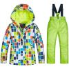 imageGS SNOWING Boys Ski Jackets and Pants Set Insulated Waterproof Windproof Snowsuit Winter Warm Hooded Coat01green