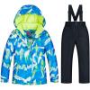 imageGS SNOWING Boys Ski Jackets and Pants Set Insulated Waterproof Windproof Snowsuit Winter Warm Hooded Coat02black