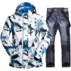 imageGS SNOWING Mens Winter Windproof Waterproof Snowsuit Snowboard Jacket and Ski Pants for Snow SportDark Blue