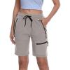 imageGS SNOWING Womens Hiking Shorts Quick Dry Lightweight Athletic Travel Running Zipper Pockets Cargo ShortsLightgrey