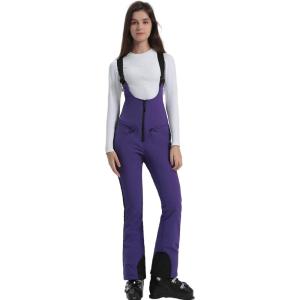 imageALSOGO Womens Insulated Snow Pants Waterproof Windproof Ski Bib Overalls Winter Snowboarding Pants Keep Warm Comfy02dark Purple