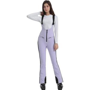 imageALSOGO Womens Insulated Snow Pants Waterproof Windproof Ski Bib Overalls Winter Snowboarding Pants Keep Warm Comfy02light Purple