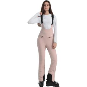imageALSOGO Womens Insulated Snow Pants Waterproof Windproof Ski Bib Overalls Winter Snowboarding Pants Keep Warm ComfyLight Pink