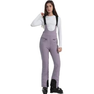 imageALSOGO Womens Insulated Snow Pants Waterproof Windproof Ski Bib Overalls Winter Snowboarding Pants Keep Warm ComfyPurple
