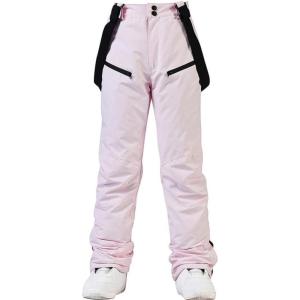 imageALSOGO Womens Snow Pants Waterproof Windproof Insulated Snowboarding Ski Bibs with Detachable SuspendersPink