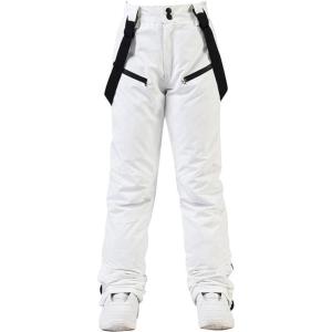 imageALSOGO Womens Snow Pants Waterproof Windproof Insulated Snowboarding Ski Bibs with Detachable SuspendersWhite