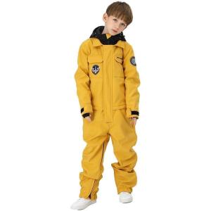 imageGS SNOWING Boys Girls Snowsuit One Piece Ski Suit Waterproof Snowboard Overalls Jumpsuits for WinterYellow