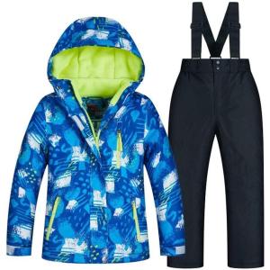 imageGS SNOWING Boys Ski Jackets and Pants Set Insulated Waterproof Windproof Snowsuit Winter Warm Hooded Coat03black