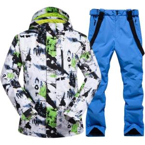 imageGS SNOWING Mens Winter Windproof Waterproof Snowsuit Snowboard Jacket and Ski Pants for Snow Sport02blue