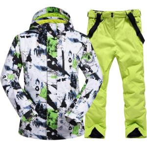 imageGS SNOWING Mens Winter Windproof Waterproof Snowsuit Snowboard Jacket and Ski Pants for Snow Sport02green