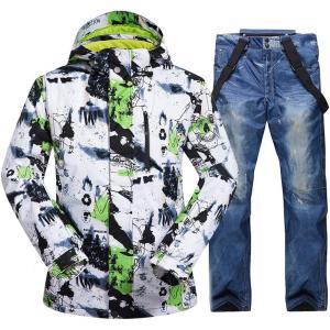 imageGS SNOWING Mens Winter Windproof Waterproof Snowsuit Snowboard Jacket and Ski Pants for Snow Sport02light Blue
