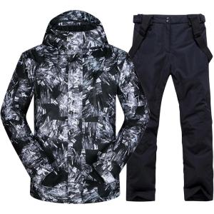 imageGS SNOWING Mens Winter Windproof Waterproof Snowsuit Snowboard Jacket and Ski Pants for Snow Sport03black