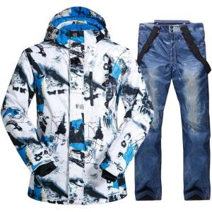 imageGS SNOWING Mens Winter Windproof Waterproof Snowsuit Snowboard Jacket and Ski Pants for Snow SportLight Blue