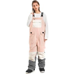 imageGS SNOWING Women and Men Ski Pants Snow Overalls Waterproof Snowboard Insulated Bibs for Couple850pink